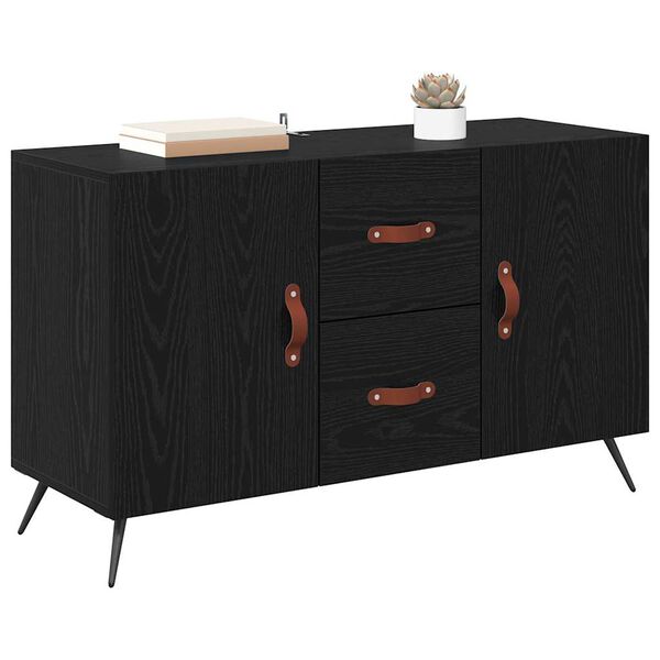 vidaXL Sideboard med skuffe Sort eg 100 x 36 x 60 cm Konstrueret tr&aelig;