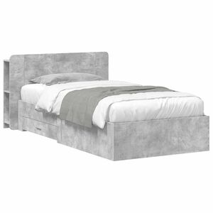vidaXL Sengestel med opbevaring Betongr&aring; 75 x 190 cm Konstrueret tr&aelig;