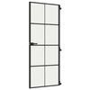 vidaXL d&oslash;r 83x201,5 cm h&aelig;rdet glas og aluminium sort