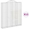 vidaXL buede gabionkurve 13 stk. 200x30x220/240 cm galvaniseret jern
