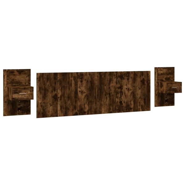 vidaXL sengegavl med skabe 240 cm konstrueret tr&aelig; r&oslash;get egetr&aelig;sfarve