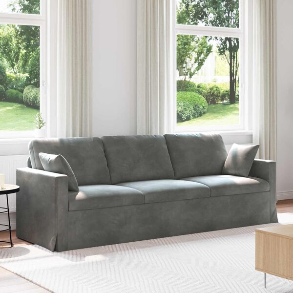 vidaXL Sofa M&oslash;rkegr&aring; 228 x 78 x 80 cm Fl&oslash;jl