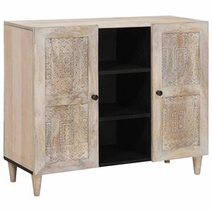 vidaXL Sideboard Bleg Hvid 90 x 33 x 75 cm Massivt mangotr&aelig;