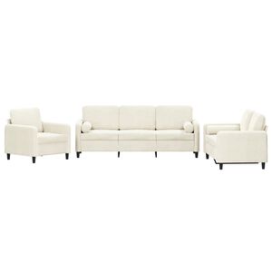 vidaXL sofas&aelig;t 3 dele med puder velour cremefarvet