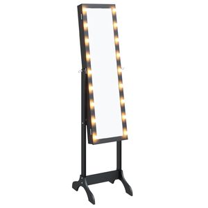 vidaXL fritst&aring;ende spejl med LED 34x37x146 cm sort