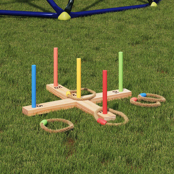 vidaXL Ring Toss Game Set Natur og R&oslash;d 41 x 41 x 16 cm