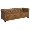 vidaXL 3-personers Chesterfield sofa kunstl&aelig;der brun