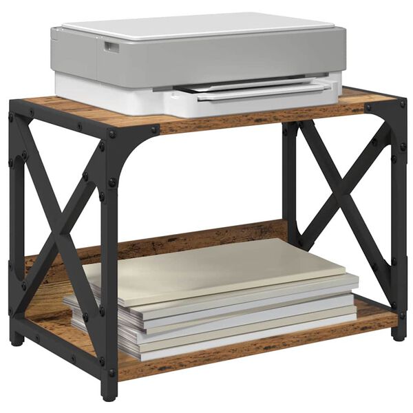 vidaXL Printerstand Gammelt træ 44 x 26 x 31.5 cm Konstrueret træ