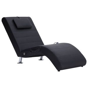 vidaXL chaiselong med massagefunktion og pude kunstl&aelig;der sort
