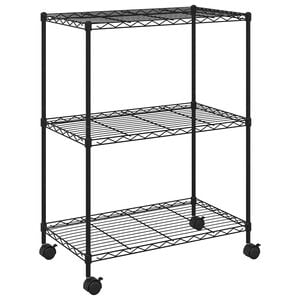 vidaXL opbevaringsstativ med 3 hylder og hjul 60x35x81 cm 150 kg sort