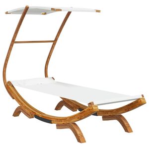 vidaXL loungeseng med baldakin 100x190x134 cm b&oslash;jet tr&aelig; cremefarvet
