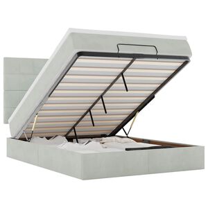 vidaXL osmannisk sengeramme med madrasser 140x190 cm fl&oslash;jl lysegr&aring;