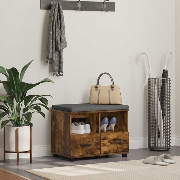 vidaXL Hallb&aelig;nk R&oslash;get eg 60 x 38 x 46 cm Partikelplade og Polsterstof