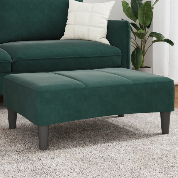 vidaXL fodskammel 77x55x31 cm velour mørkegrøn