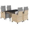 vidaXL spisebordss&aelig;t til haven 5 dele med hynder polyrattan beige
