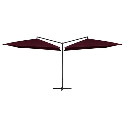 vidaXL dobbelt parasol med stålstang 250x250 cm bordeauxfarvet