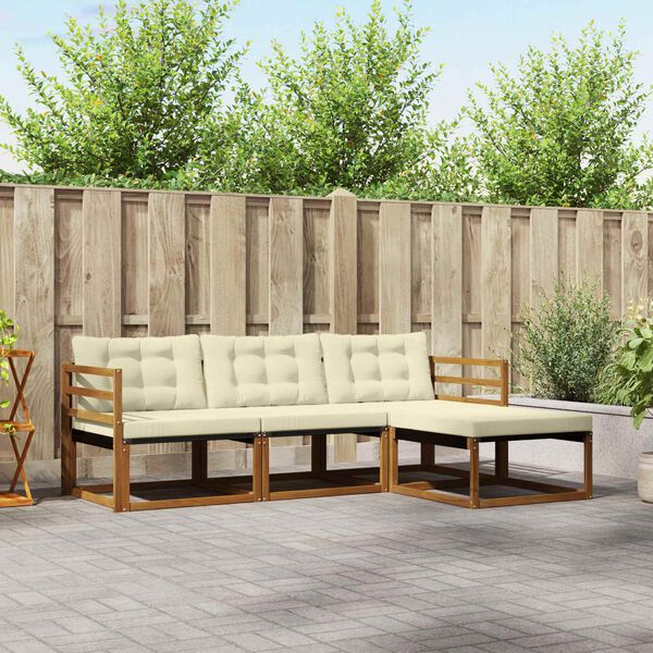 vidaXL Udend&oslash;rs sofagruppe med pude 4 pcs Naturlig og Fl&oslash;de