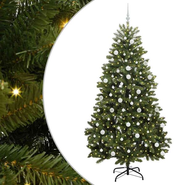 vidaXL Kunstigt juletr&aelig; med 300 LED'er Gr&oslash;n 210 cm PVC og metal