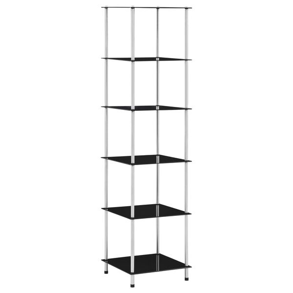vidaXL reol 6 hylder 40x40x160 h&aelig;rdet glas sort