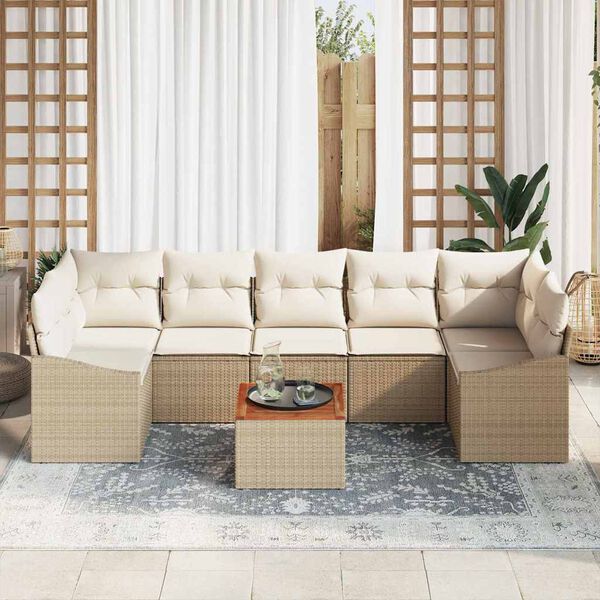vidaXL Havesofa S&aelig;t 8 pcs Beige og hvid