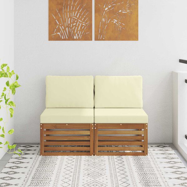 vidaXL 2 Stk Udend&oslash;rs Mellem Sofa Massivt Akacietr&aelig; Naturfarvet