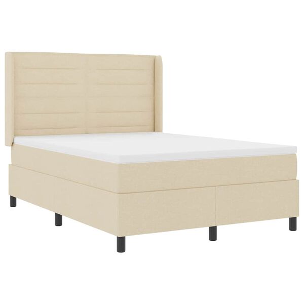 vidaXL Box spring seng med madras Creme 140 x 190 cm Stof