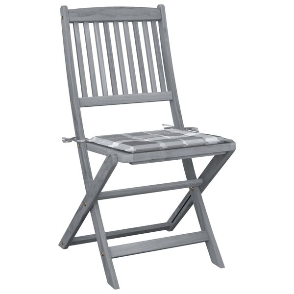 vidaXL foldbare havestole 2 stk. med hynder massivt akacietræ