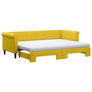 vidaXL daybed med udtræk og madras 80x200 cm velour gul