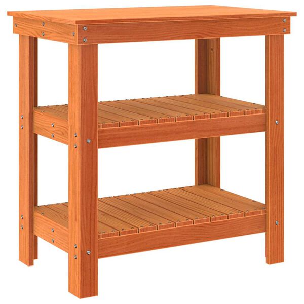 vidaXL Arbejdsbænk Voks brun 78,5 x 50 x 80 cm Massiv fyrretræ