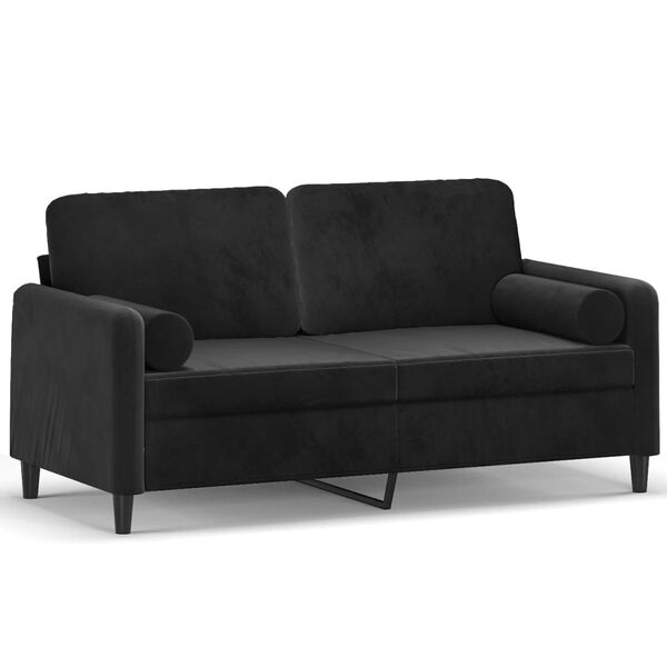 vidaXL 2-personers sofa med puder og hynder 140 cm velour sort