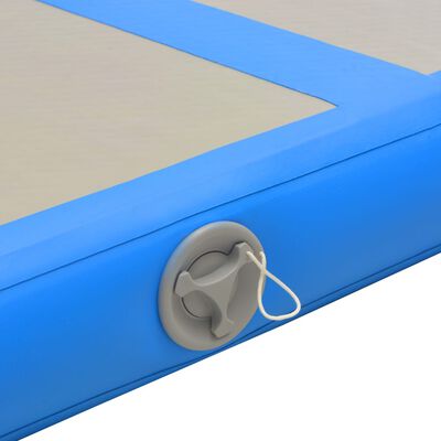 vidaXL oppustelig gymnastikmåtte med pumpe 400 x 100 x 10 cm PVC blå