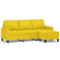 vidaXL 3-personers sofa med fodskammel 180 cm stof lysegul