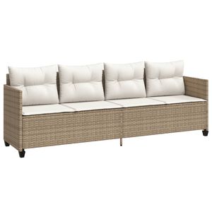 vidaXL loungesofa med hynder polyrattan beige