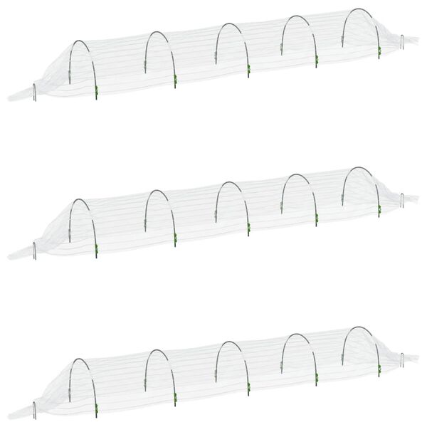 vidaXL væksttunneller 3 stk. 1,5x5 m glasfiber og PP