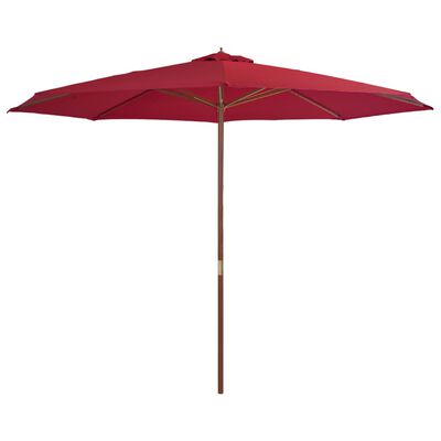 vidaXL udendørs parasol med træstang 350 cm bordeauxfarvet