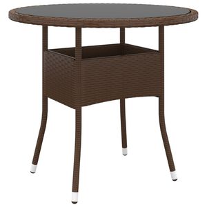 vidaXL havebord &Oslash;80x75 cm h&aelig;rdet glas og polyrattan brun