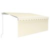 vidaXL markise m. gardin + LED 3x2,5 m manuel betjening cremefarvet