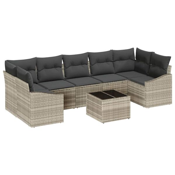 vidaXL Sofa Sæt med pude med pude Lysegrå 55 x 55 x 37 cm polyrattan