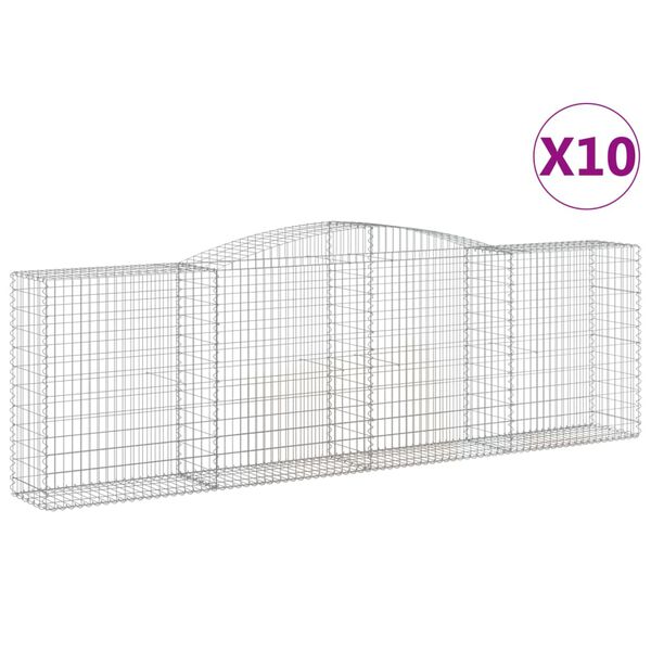 vidaXL buede gabionkurve 10 stk. 400x50x120/140 cm galvaniseret jern