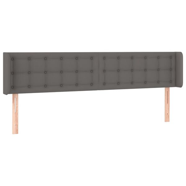 vidaXL sengegavl med LED-lys 163x16x78/88 cm kunstl&aelig;der gr&aring;