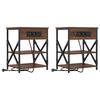 vidaXL Natskab 2 stk. Brun eg 41 x 31 x 51 cm Konstrueret tr&aelig;