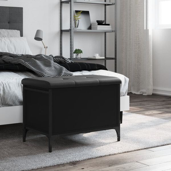 vidaXL opbevaringsb&aelig;nk 62x42x45 cm konstrueret tr&aelig; sort