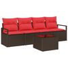 vidaXL Sofa S&aelig;t 5 stk. 4-Antal s&aelig;der Beige og R&oslash;d polyrattan