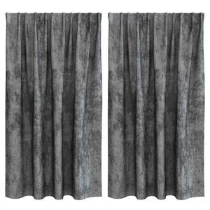 vidaXL Velour Gardiner 2 stk. Gr&aring; 140 x 140 cm Fl&oslash;jl