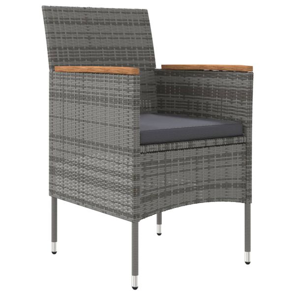 vidaXL spisebordss&aelig;t til haven med hynder 5 dele gr&aring; og sort