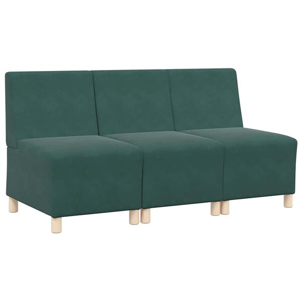 vidaXL Modulsofa enhed uden arme 3 pcs M&oslash;rkegr&oslash;n 55 x 74 x 82 cm Fl&oslash;jl