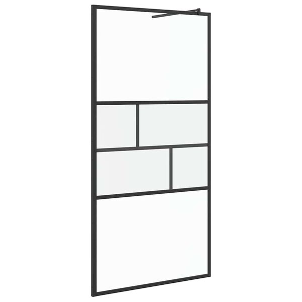 vidaXL Walk-in brusev&aelig;g Sort 80 x 195 x 0.5 cm Glas og Aluminium