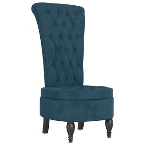 vidaXL stol med h&oslash;j ryg knapdesign velour bl&aring;