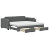 vidaXL daybed med udtr&aelig;k og skuffer 90x200 cm stof m&oslash;rkegr&aring;