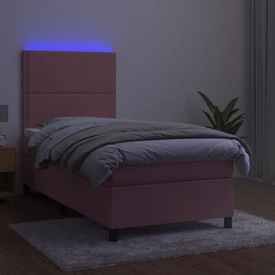 vidaXL kontinentalseng med LED-lys 80x200 cm velour pink